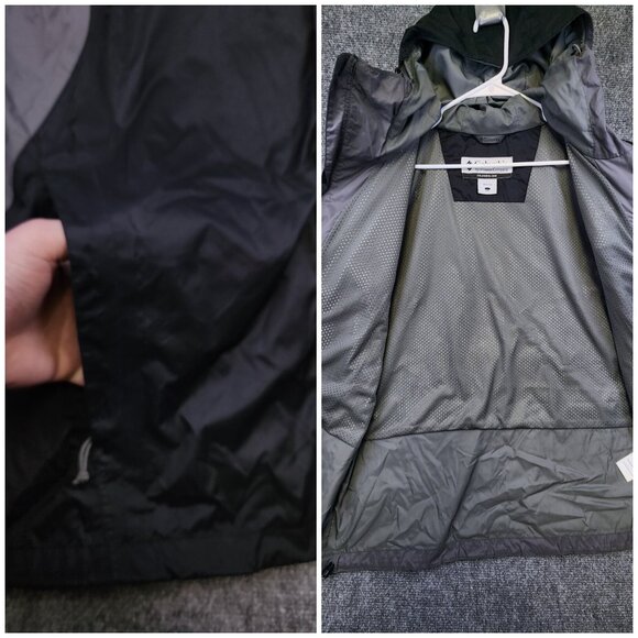 Columbia Men's Large Black & Gray Full Zip Windbreaker Jacket Mesh Lining Snap - Picture 14 of 16